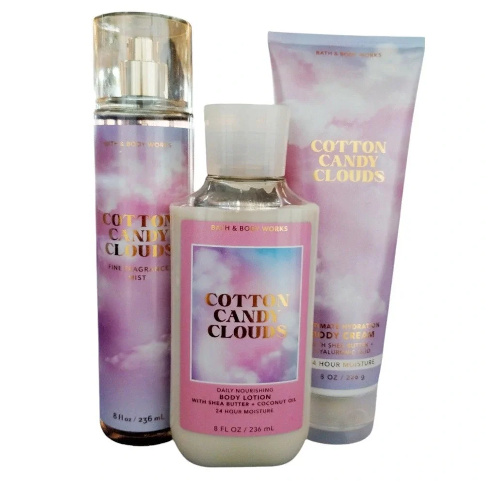 Bath and Body Works Seasonal/Discontinued COTTON CANDY CLOUDS 3PCS‎ Bundle